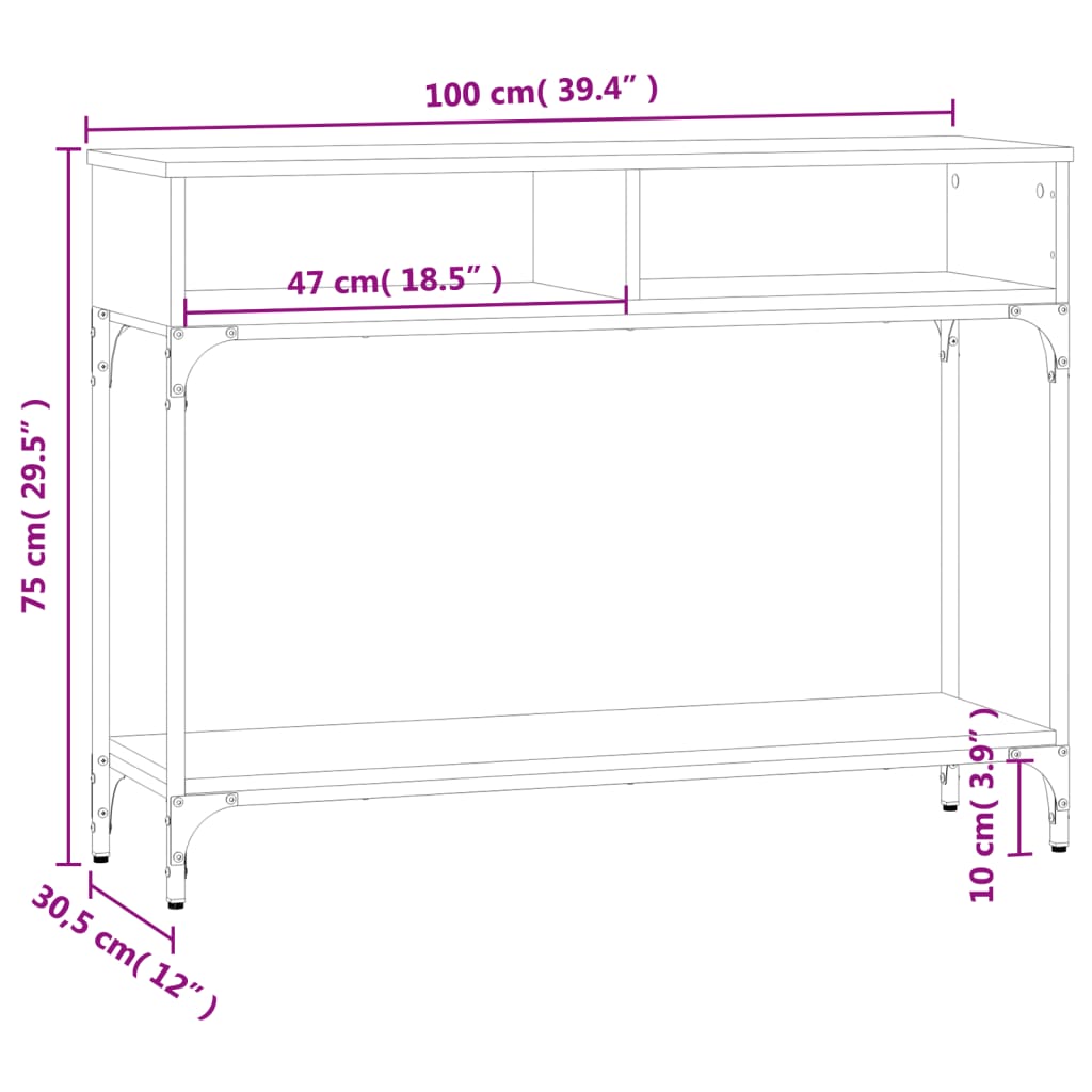 Konsolentisch Grau Sonoma 100x30,5x75 cm Holzwerkstoff