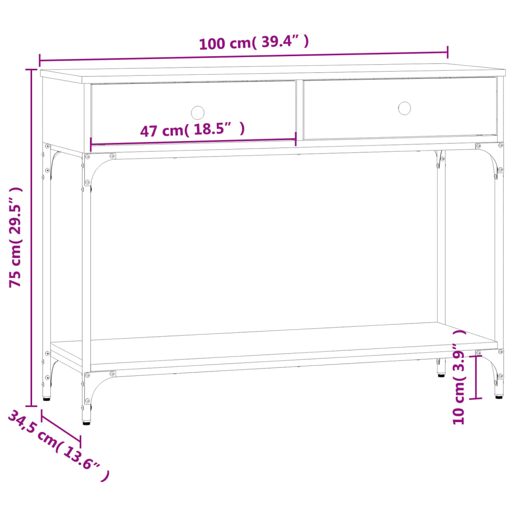 Konsolentisch Räuchereiche 100x34,5x75 cm Holzwerkstoff