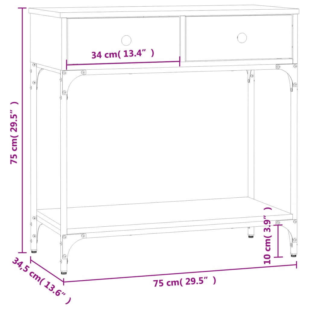 Konsolentisch Grau Sonoma 75x34,5x75 cm Holzwerkstoff