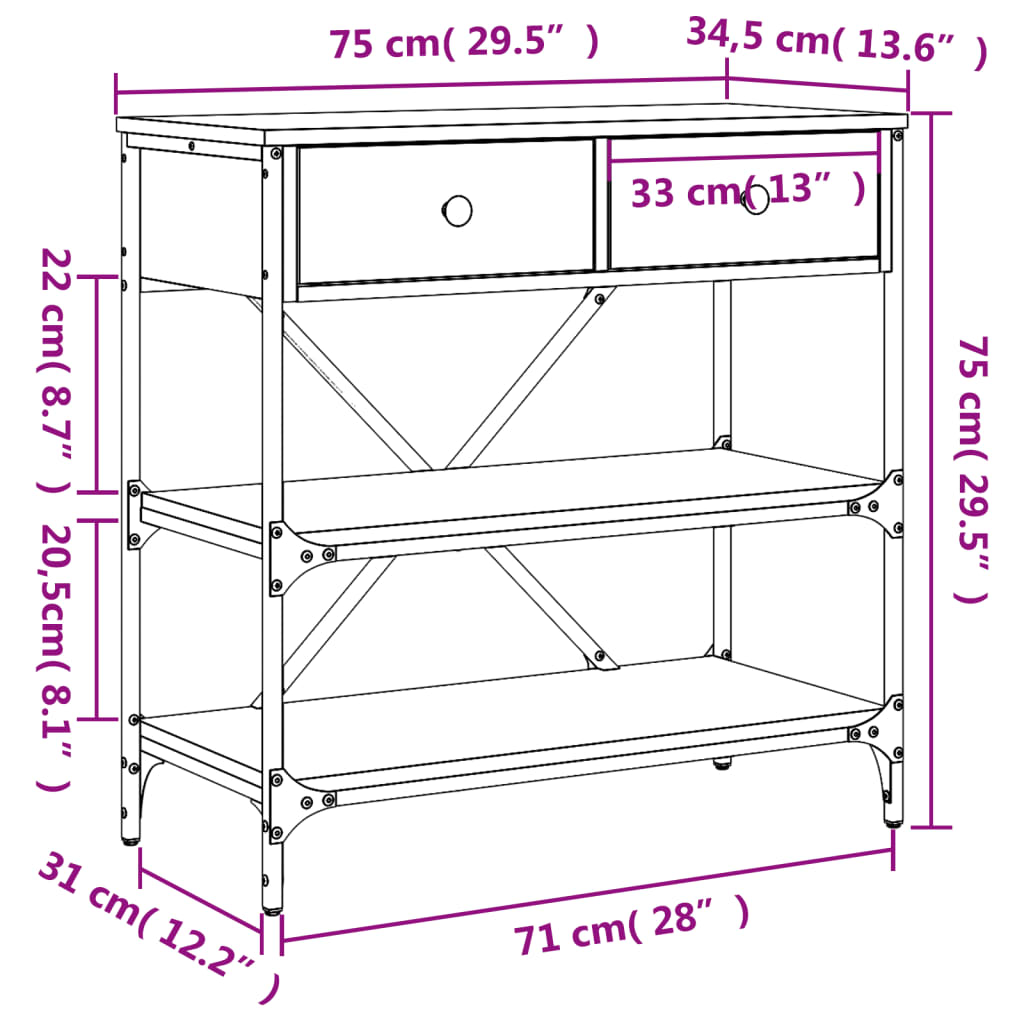 Konsolentisch Schwarz 75x34,5x75 cm Holzwerkstoff