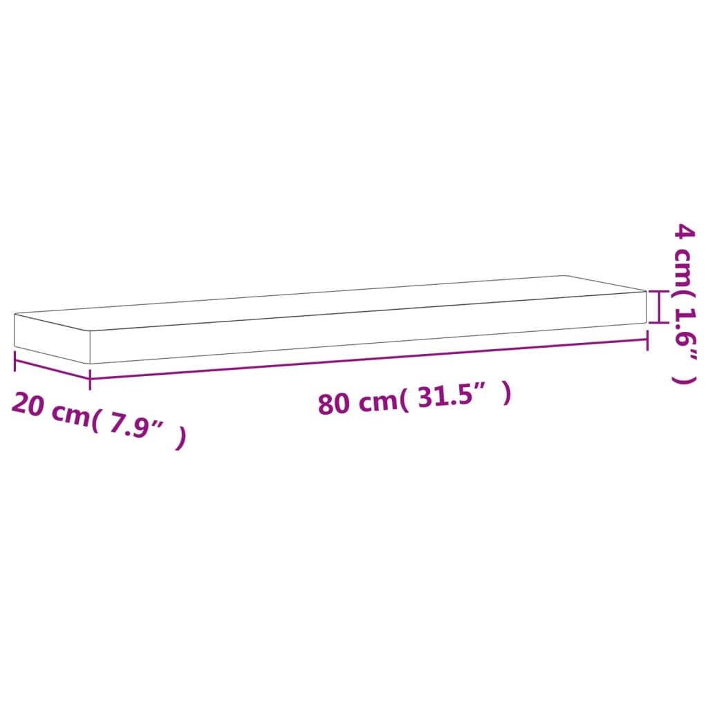 Wandregal 80x20x4 cm Massivholz Buche