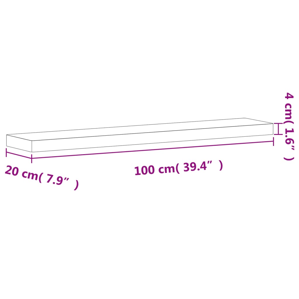 Wandregal 100x20x4 cm Massivholz Buche