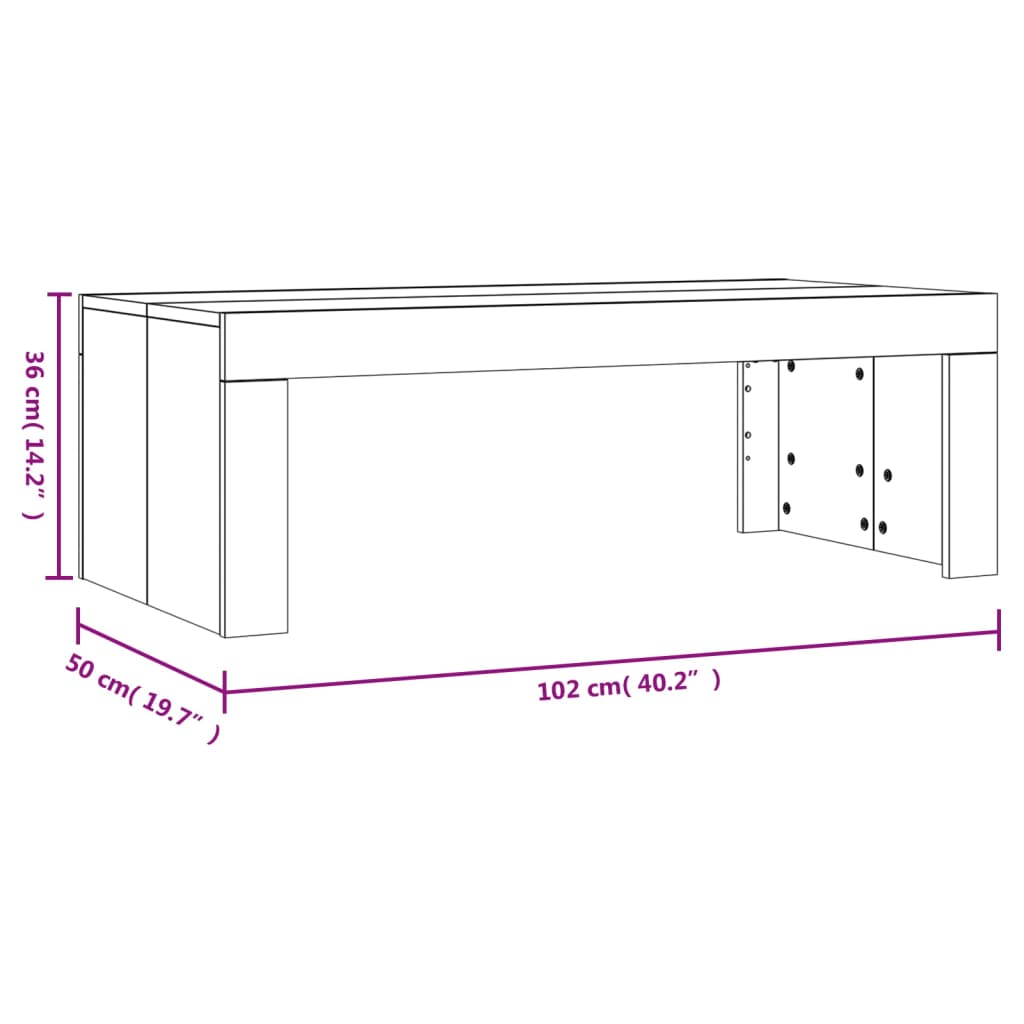 Couchtisch Betongrau 102x50x36 cm Holzwerkstoff