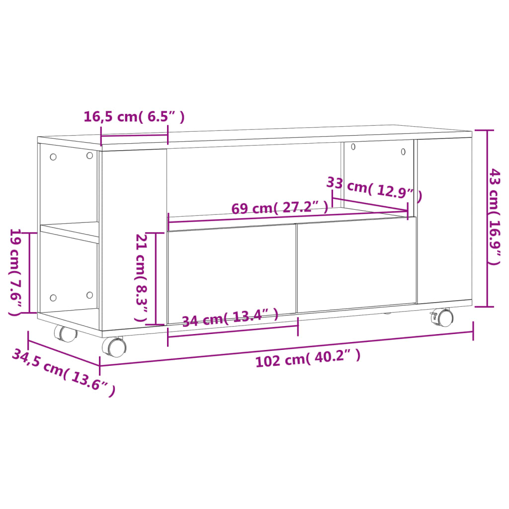 TV-Schrank Räuchereiche 102x34,5x43 cm Holzwerkstoff