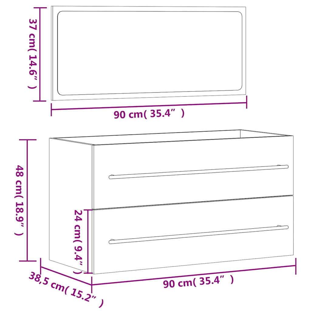 Badschrank mit Spiegel Schwarz Holzwerkstoff