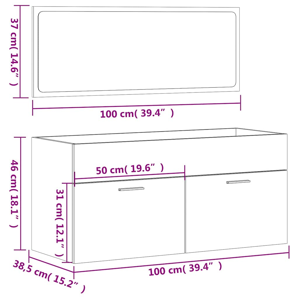 Badschrank mit Spiegel Schwarz Holzwerkstoff