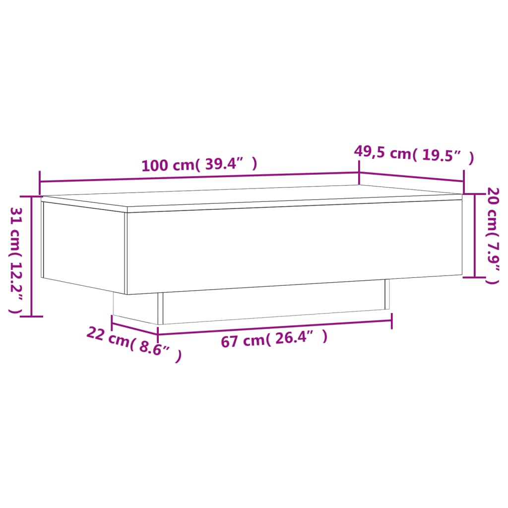 Couchtisch Betongrau 100x49,5x31 cm Holzwerkstoff