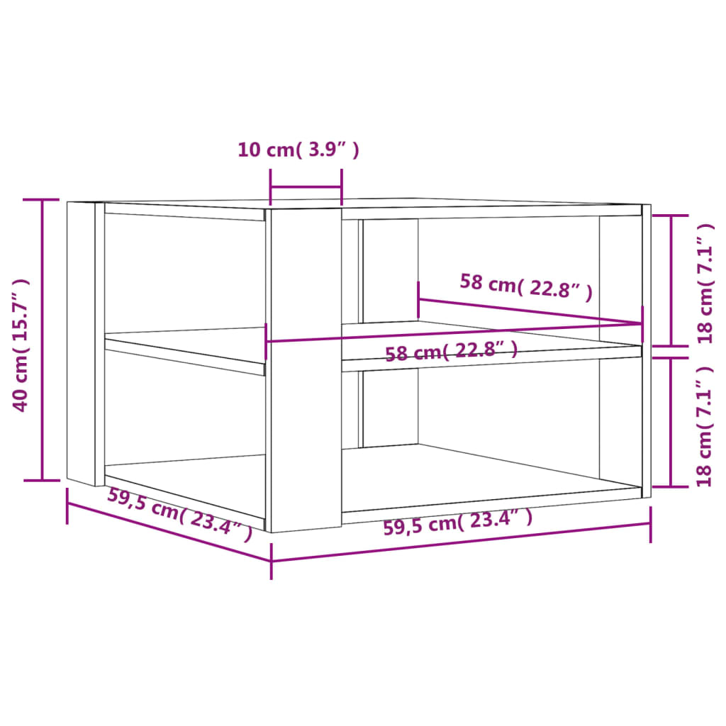 Couchtisch Sonoma-Eiche 59,5x59,5x40 cm Holzwerkstoff