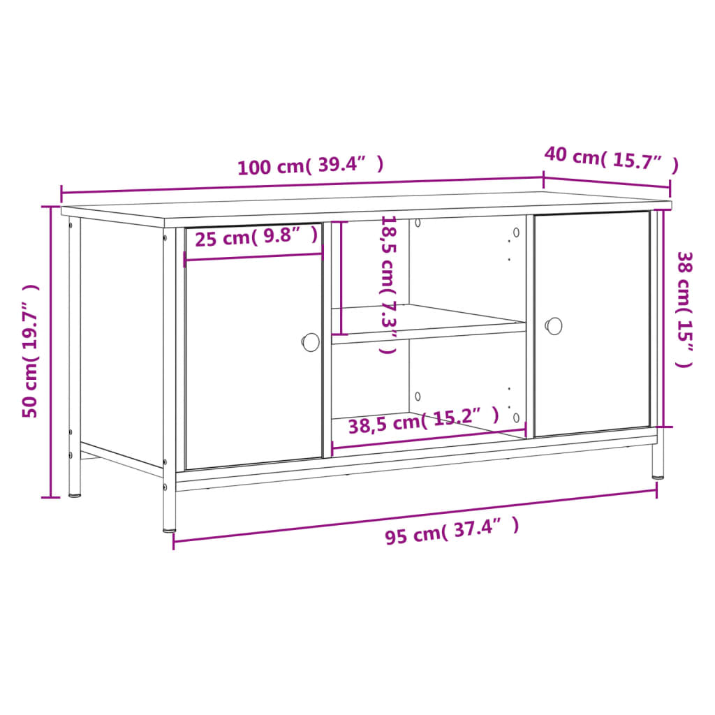 TV-Schrank Räuchereiche 100x40x50 cm Holzwerkstoff