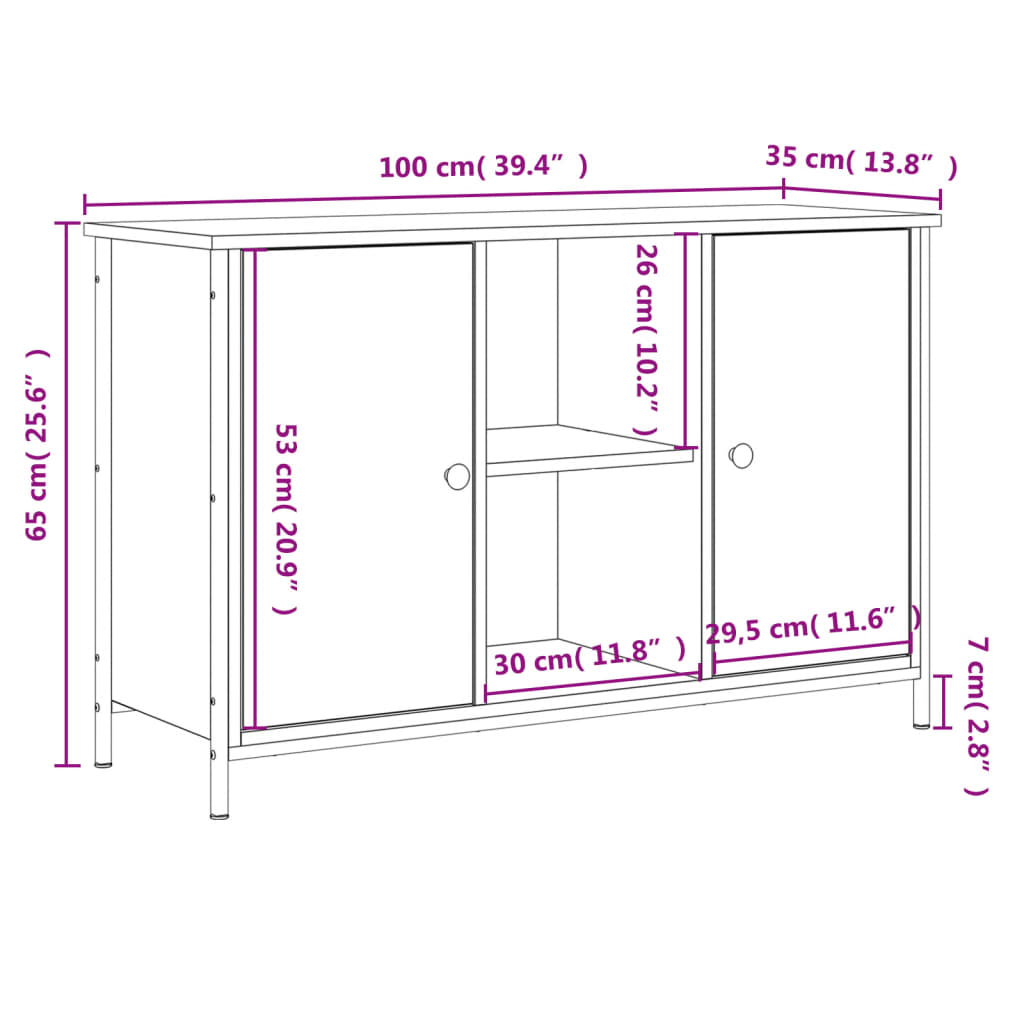 TV-Schrank Schwarz 100x35x65 cm Holzwerkstoff