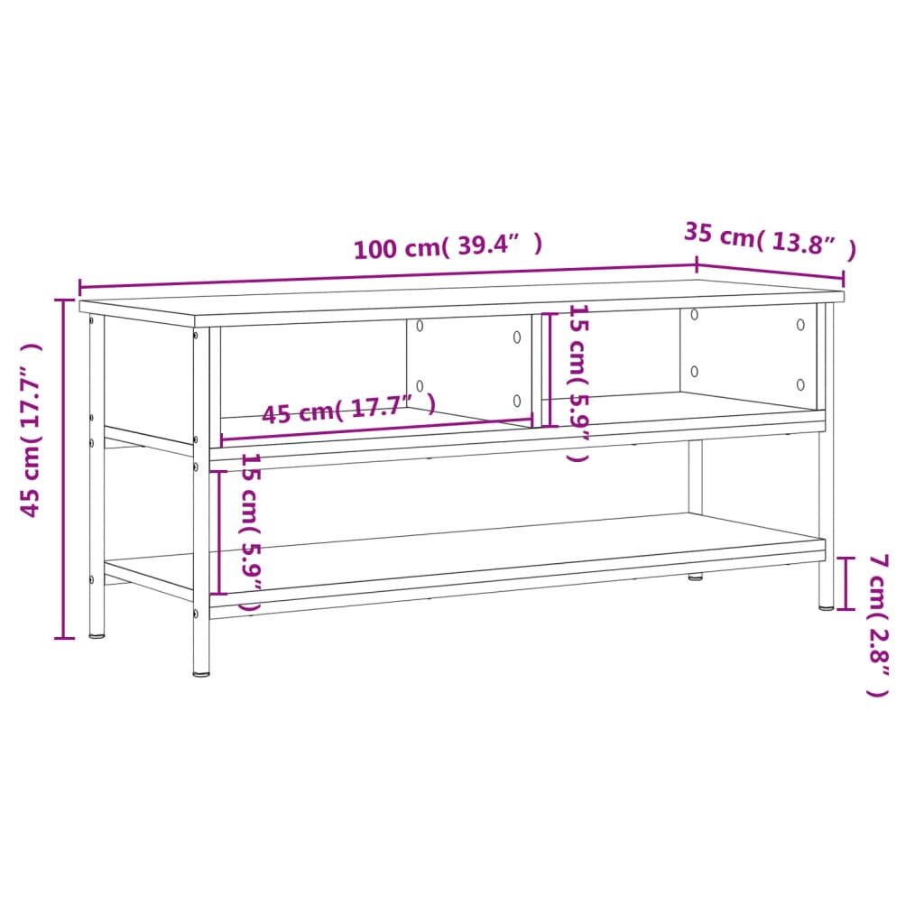 TV-Schrank Räuchereiche 100x35x45 cm Holzwerkstoff