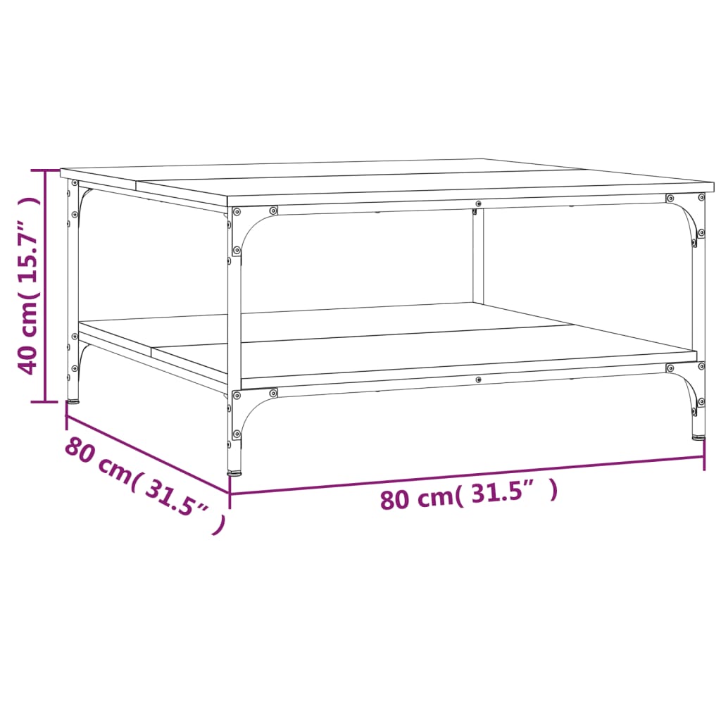 Couchtisch Braun Eichen-Optik 80x80x40 cm Holzwerkstoff