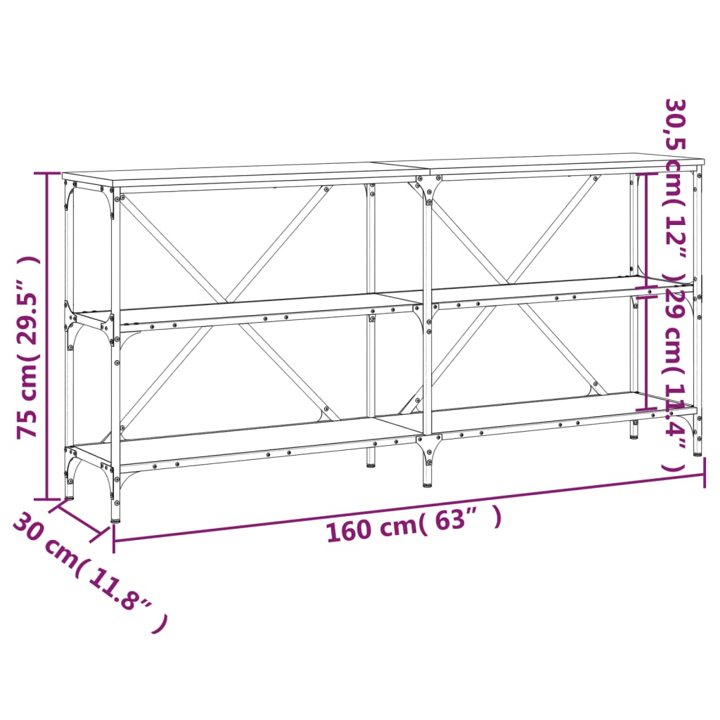 Konsolentisch Braun Eichen-Optik 160x30x75 cm Holzwerkstoff