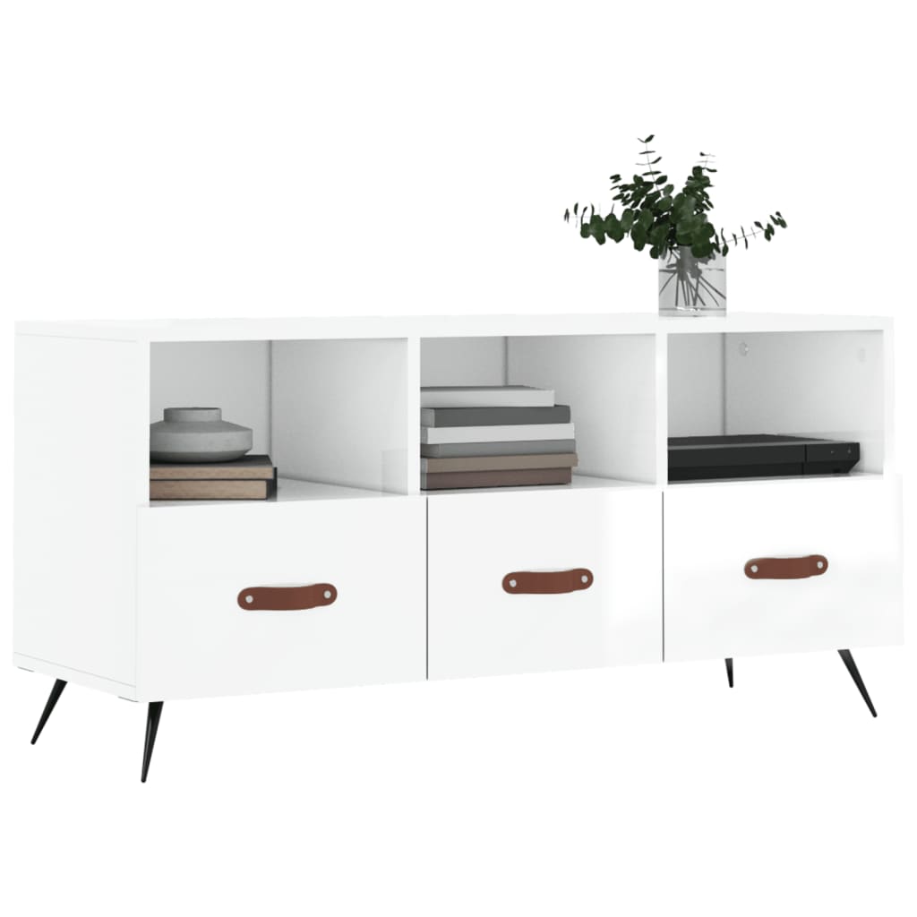 TV-Schrank Hochglanz-Weiß 102x36x50 cm Holzwerkstoff