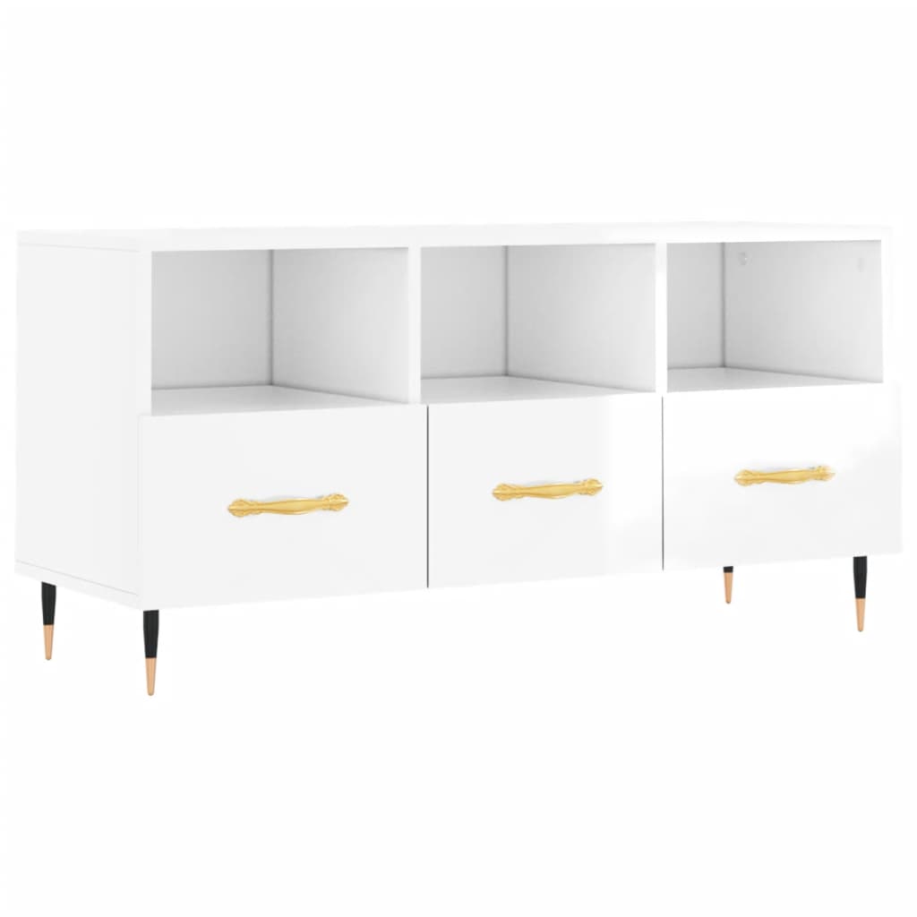 TV-Schrank Hochglanz-Weiß 102x36x50 cm Holzwerkstoff