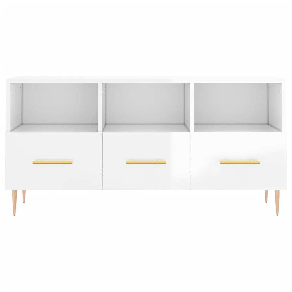 TV-Schrank Hochglanz-Weiß 102x36x50 cm Holzwerkstoff