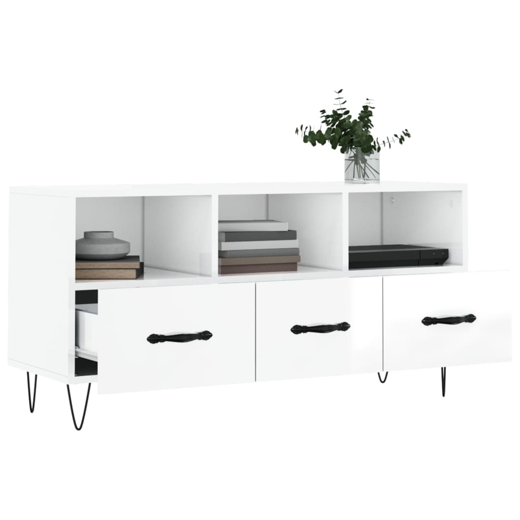 TV-Schrank Hochglanz-Weiß 102x36x50 cm Holzwerkstoff