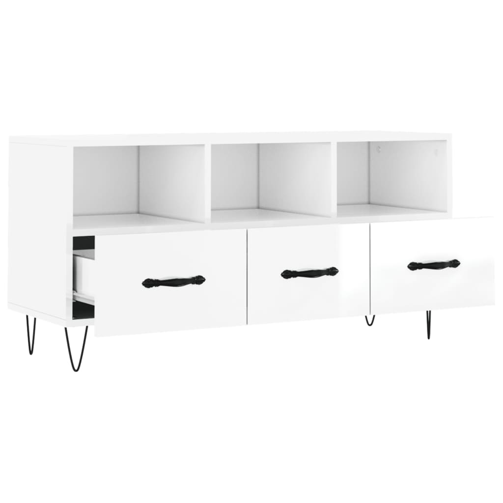 TV-Schrank Hochglanz-Weiß 102x36x50 cm Holzwerkstoff