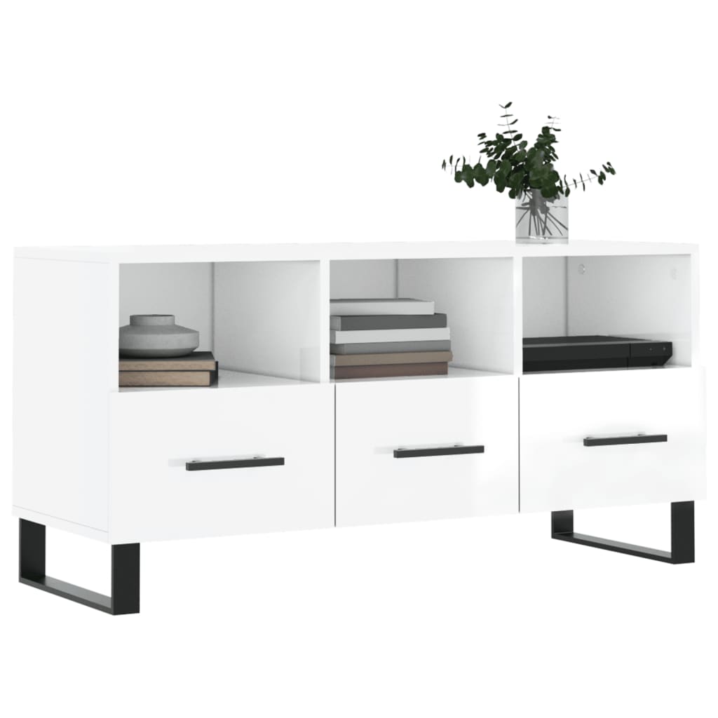 TV-Schrank Hochglanz-Weiß 102x36x50 cm Holzwerkstoff