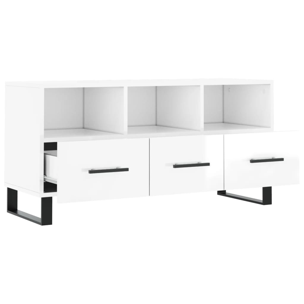 TV-Schrank Hochglanz-Weiß 102x36x50 cm Holzwerkstoff