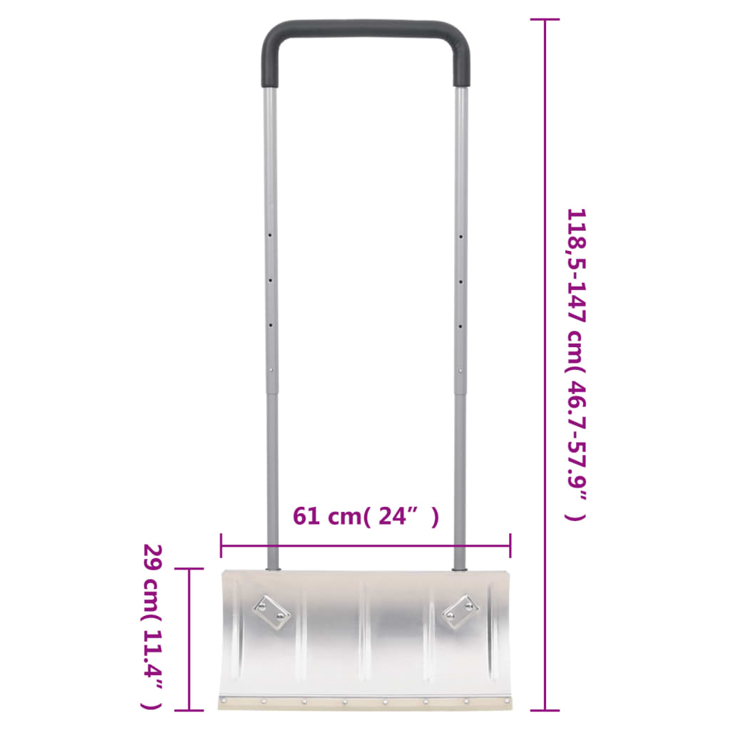 Schneeschieber mit Teleskopgriff Silbern 61 cm Stahl