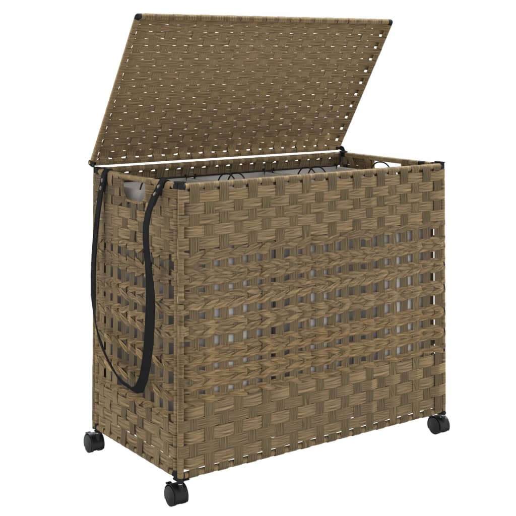 Wäschekorb mit Rollen 66x35x60 cm Rattan