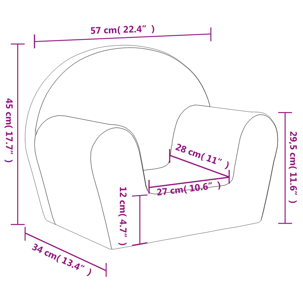 Kindersofa Rosa Weich Plüsch