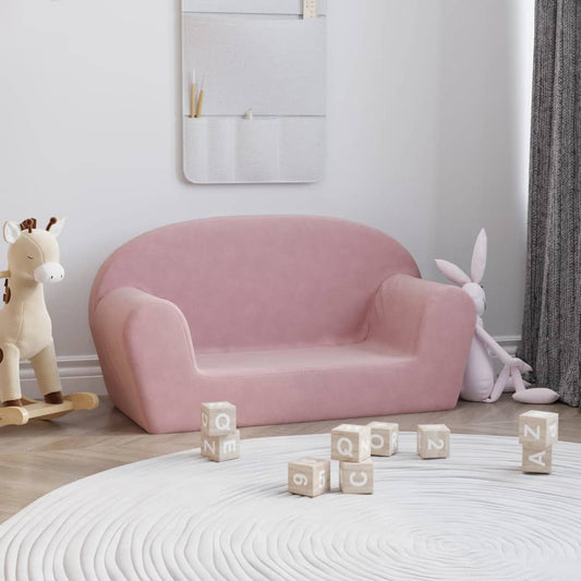 Kindersofa 2-Sitzer Rosa Weich Plüsch