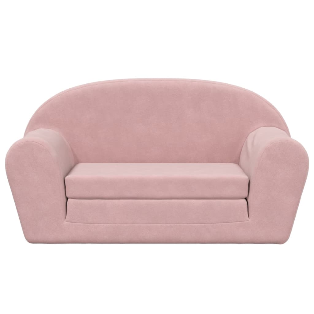 Kinder-Schlafsofa 2-Sitzer Rosa Weicher Plüsch