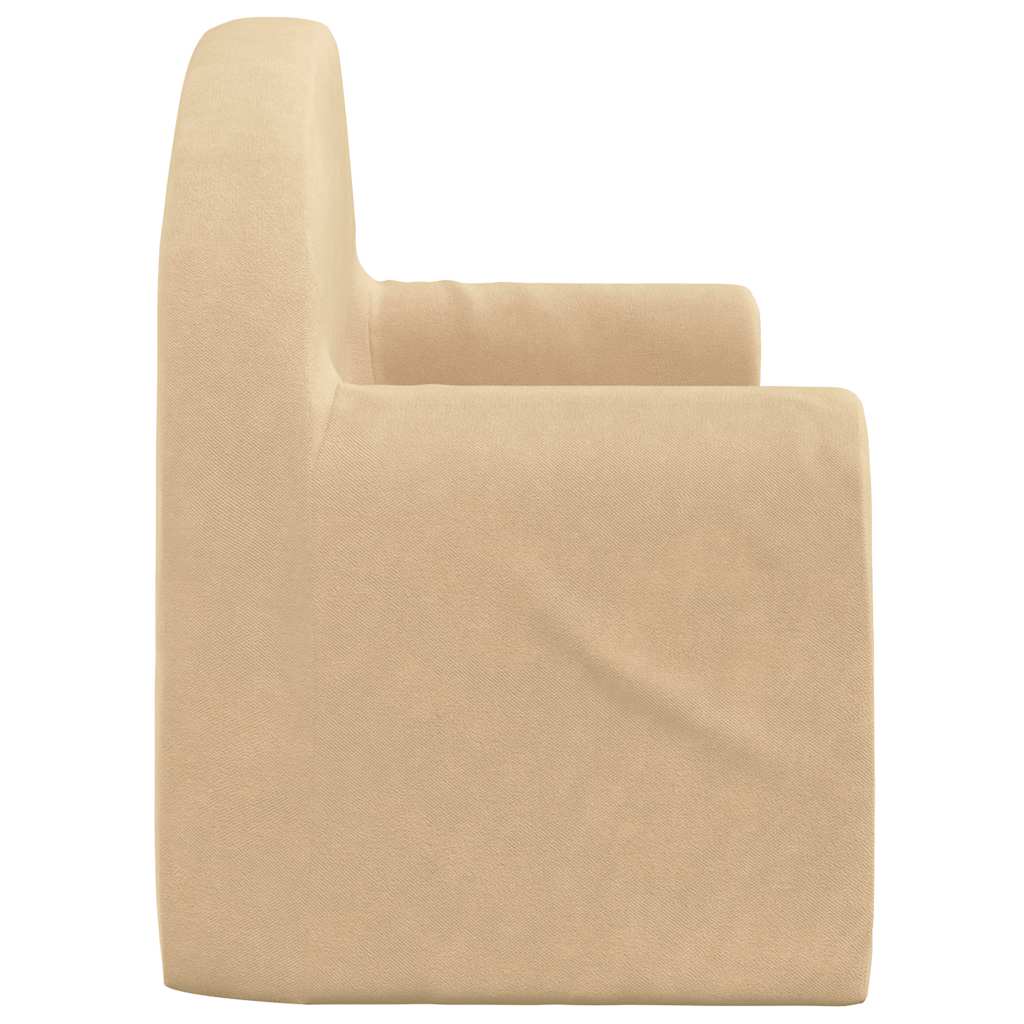 Kindersofa 2-Sitzer Creme Weicher Plüsch