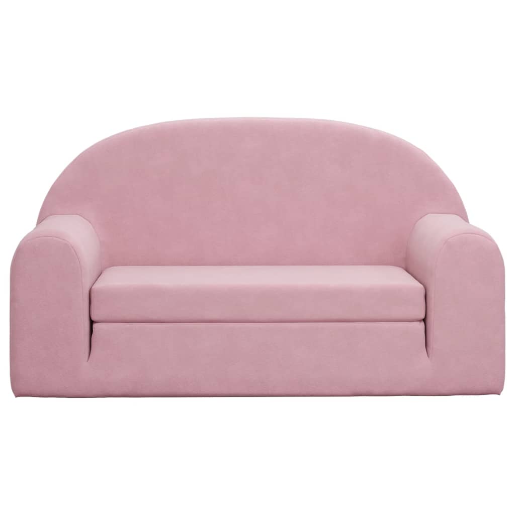 Kinder-Schlafsofa 2-Sitzer Rosa Weicher Plüsch