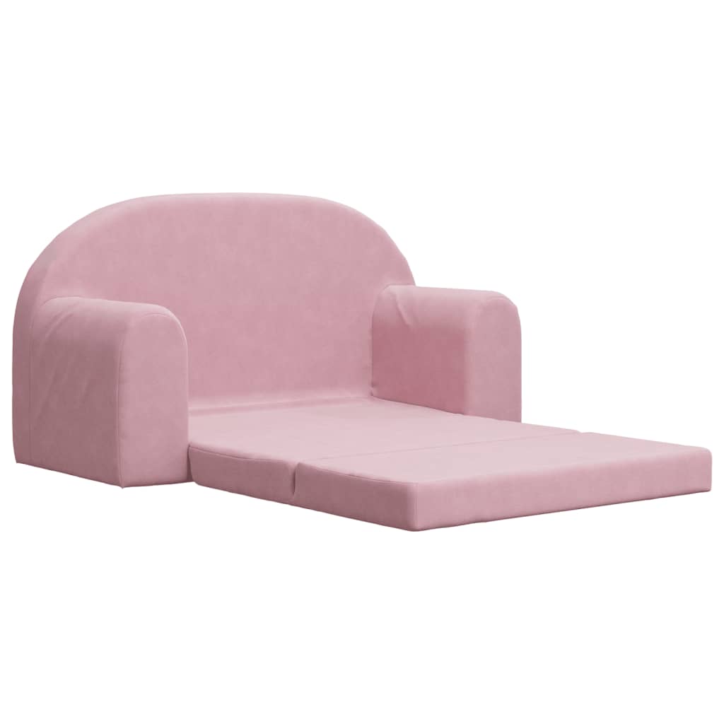 Kinder-Schlafsofa 2-Sitzer Rosa Weicher Plüsch