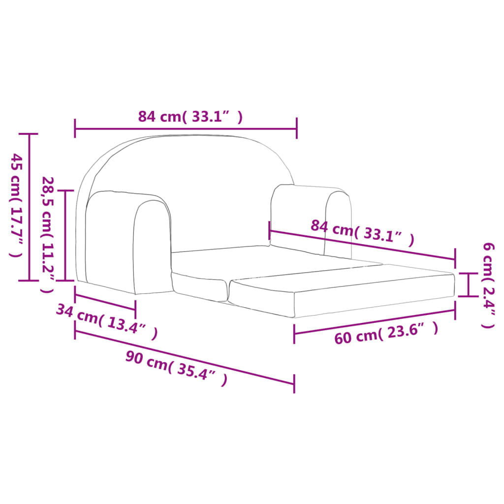 Kinder-Schlafsofa 2-Sitzer Rosa Weicher Plüsch