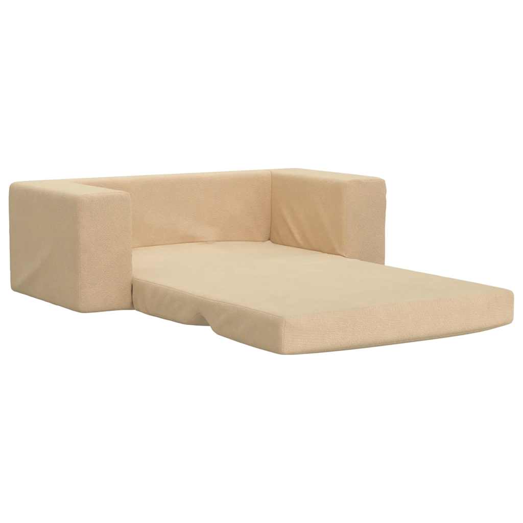 Kinder-Schlafsofa 2-Sitzer Creme Weicher Plüsch