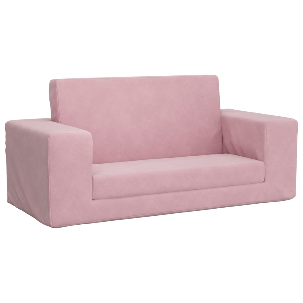 Kinder-Schlafsofa 2-Sitzer Rosa Weicher Plüsch