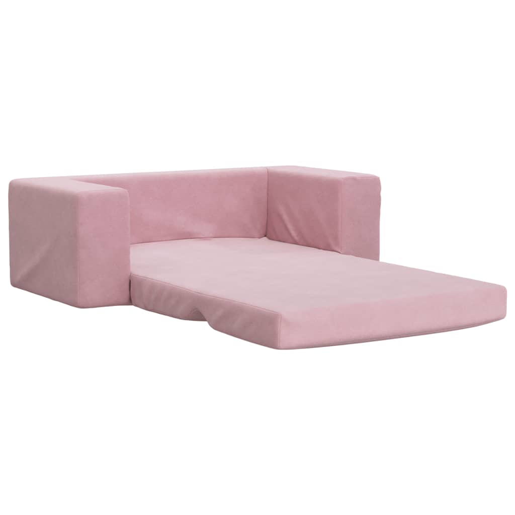 Kinder-Schlafsofa 2-Sitzer Rosa Weicher Plüsch