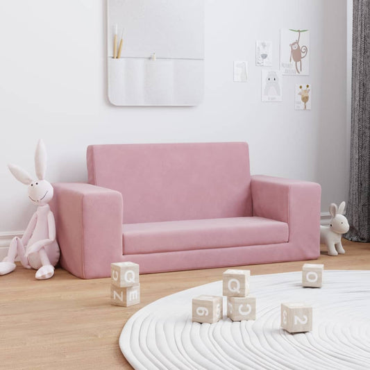 Kinder-Schlafsofa 2-Sitzer Rosa Weicher Plüsch