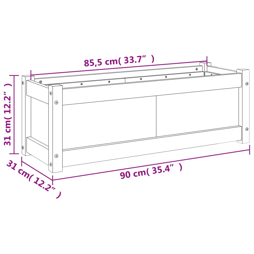 Pflanzkübel Wachsbraun 90x31x31 cm Massivholz Kiefer