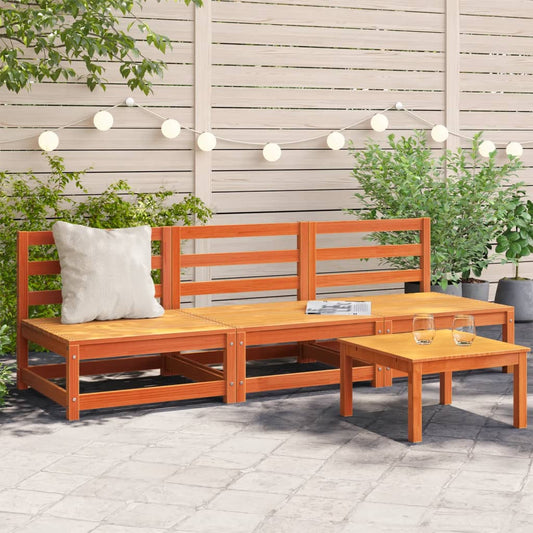 Gartensofas ohne Armlehnen 3 Stk. Wachsbraun Massivholz Kiefer