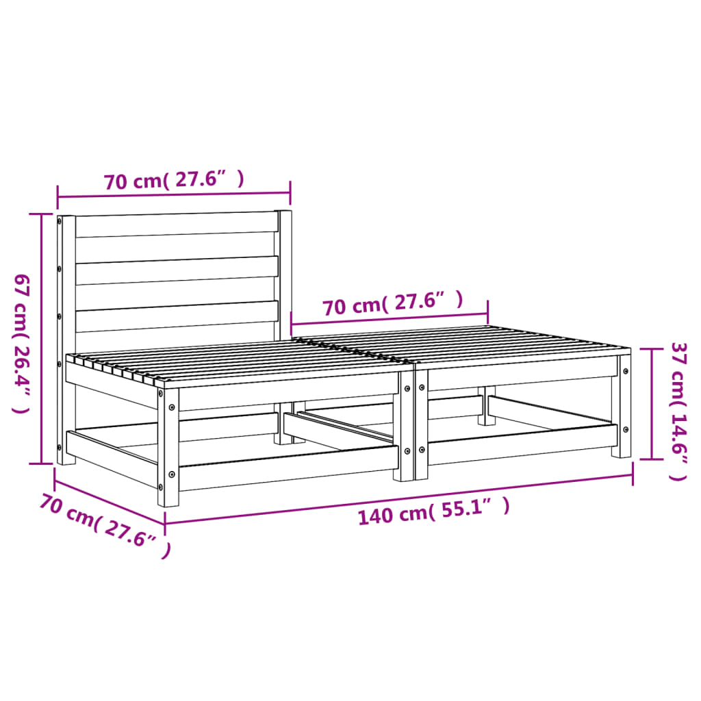 Gartensofa ohne Armlehnen mit Hocker Kiefernholz Imprägniert