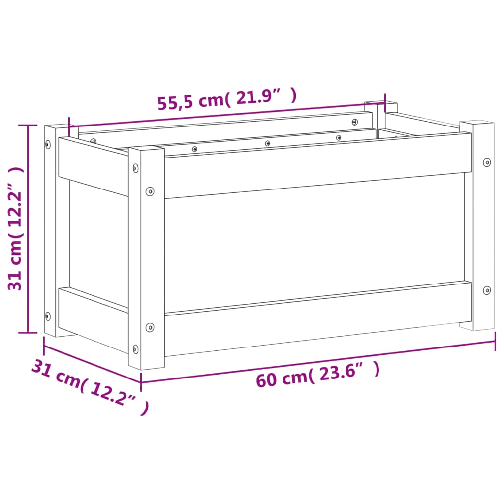 Pflanzkübel Wachsbraun 60x31x31 cm Massivholz Kiefer