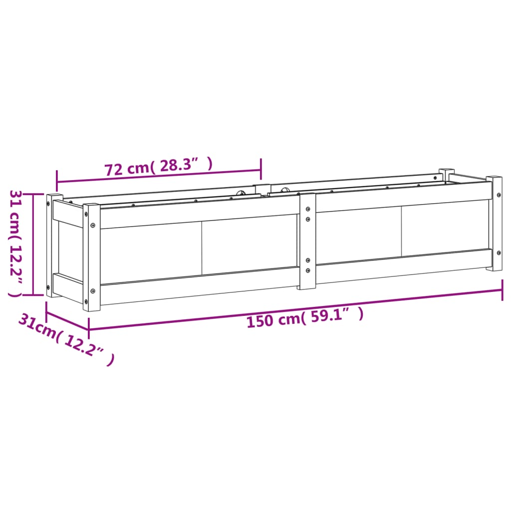 Pflanzkübel 150x31x31 cm Massivholz Douglasie