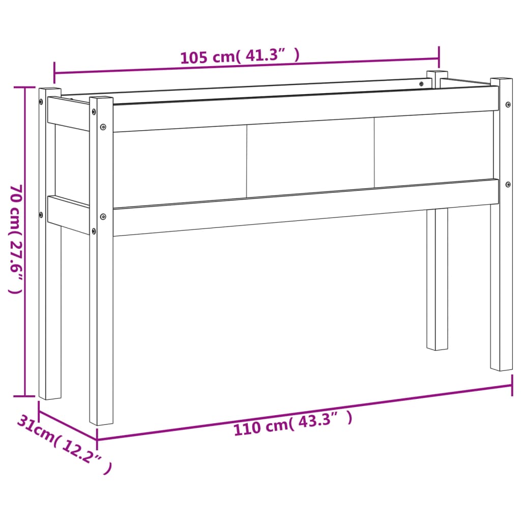 Pflanzkübel mit Beinen 110x31x70 cm Massivholz Douglasie