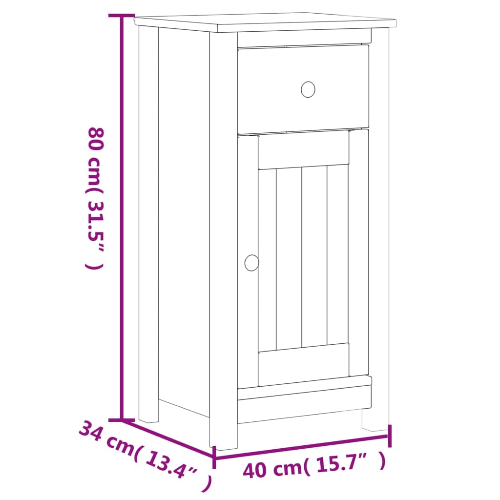 Badschrank BERG Weiß 40x34x80 cm Massivholz Kiefer