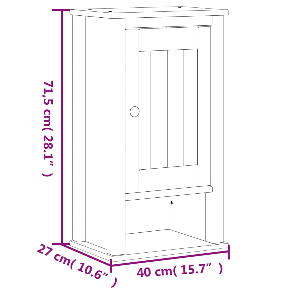 Bad-Wandschrank BERG Weiß 40x27x71,5 cm Massivholz Kiefer