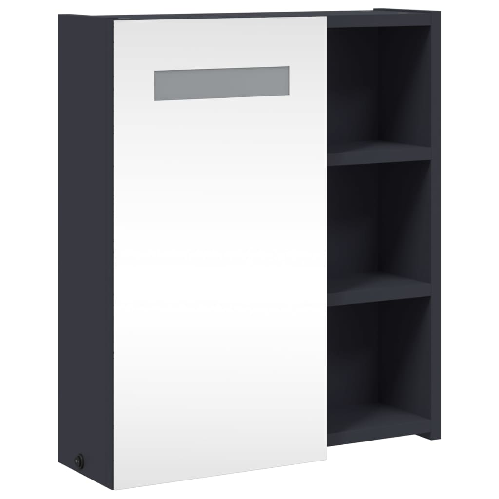 Spiegelschrank mit LED-Beleuchtung Grau 45x13x52 cm