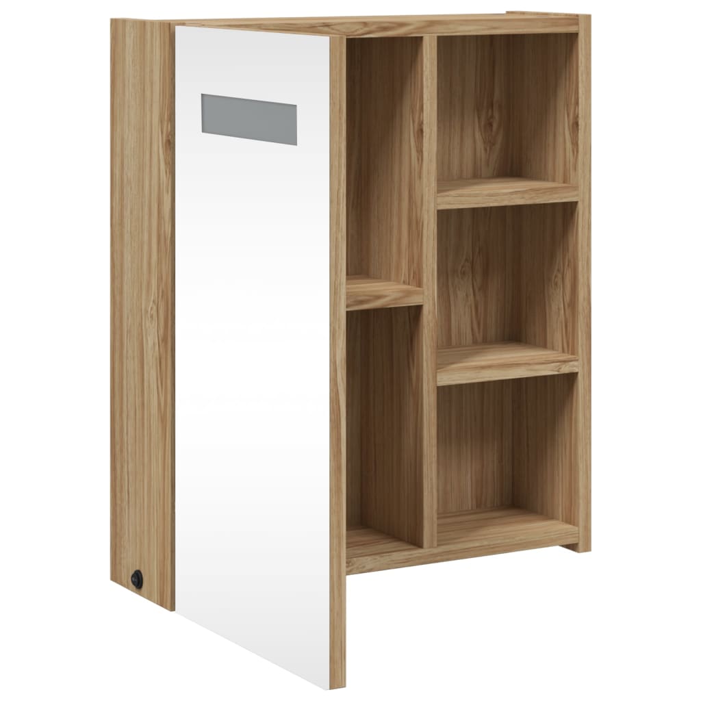 Spiegelschrank mit LED-Beleuchtung Eichenoptik 45x13x52 cm