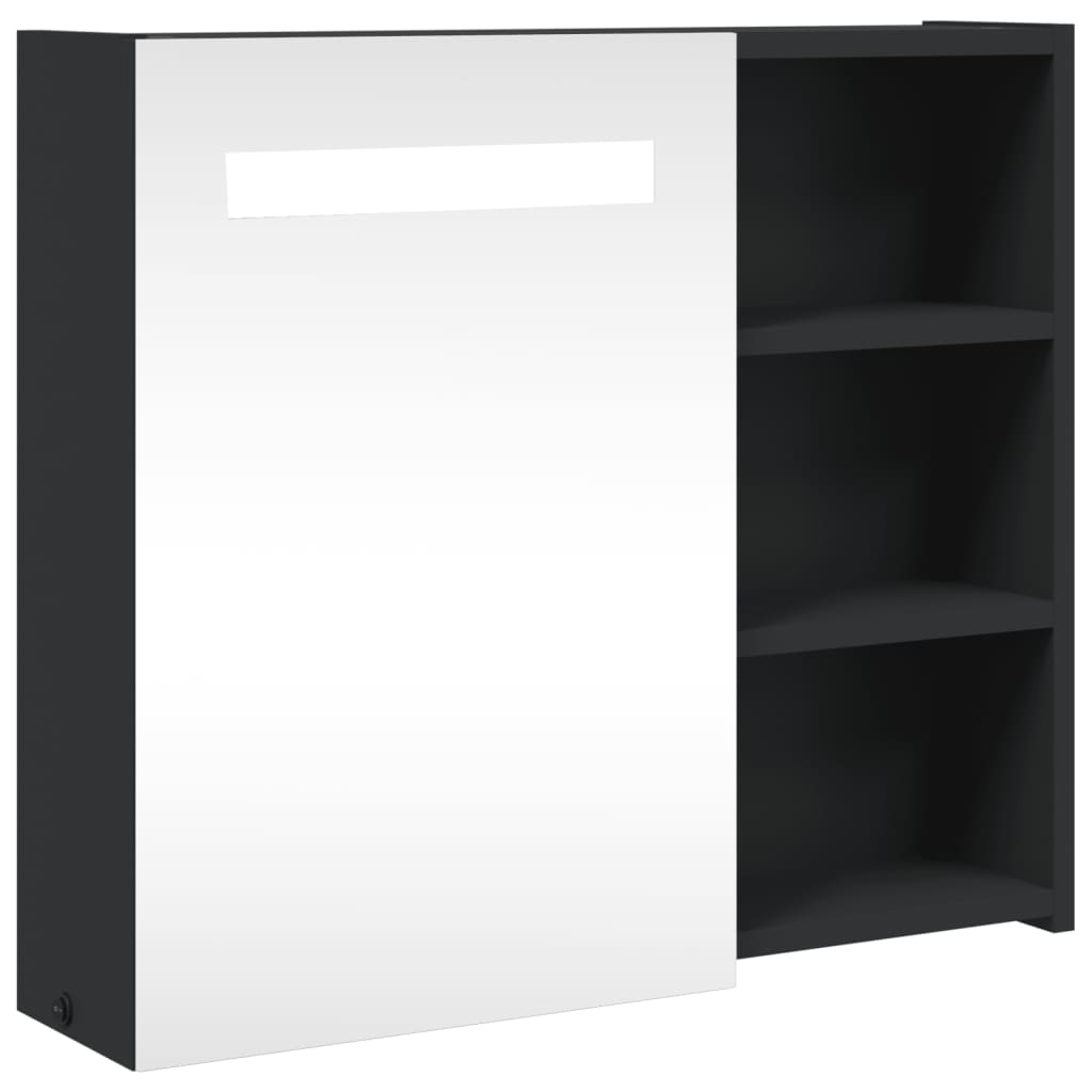 Spiegelschrank mit LED-Beleuchtung Schwarz 60x13x52 cm