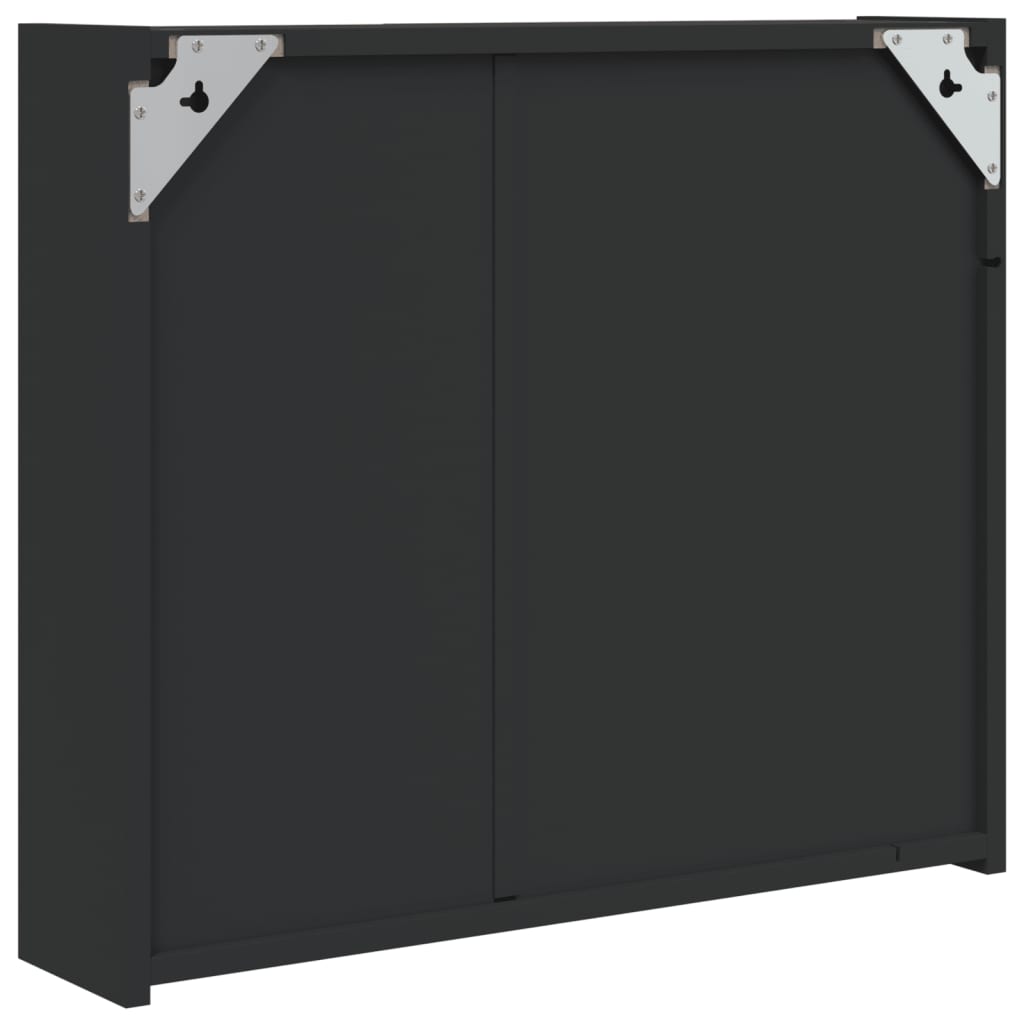 Spiegelschrank mit LED-Beleuchtung Schwarz 60x13x52 cm