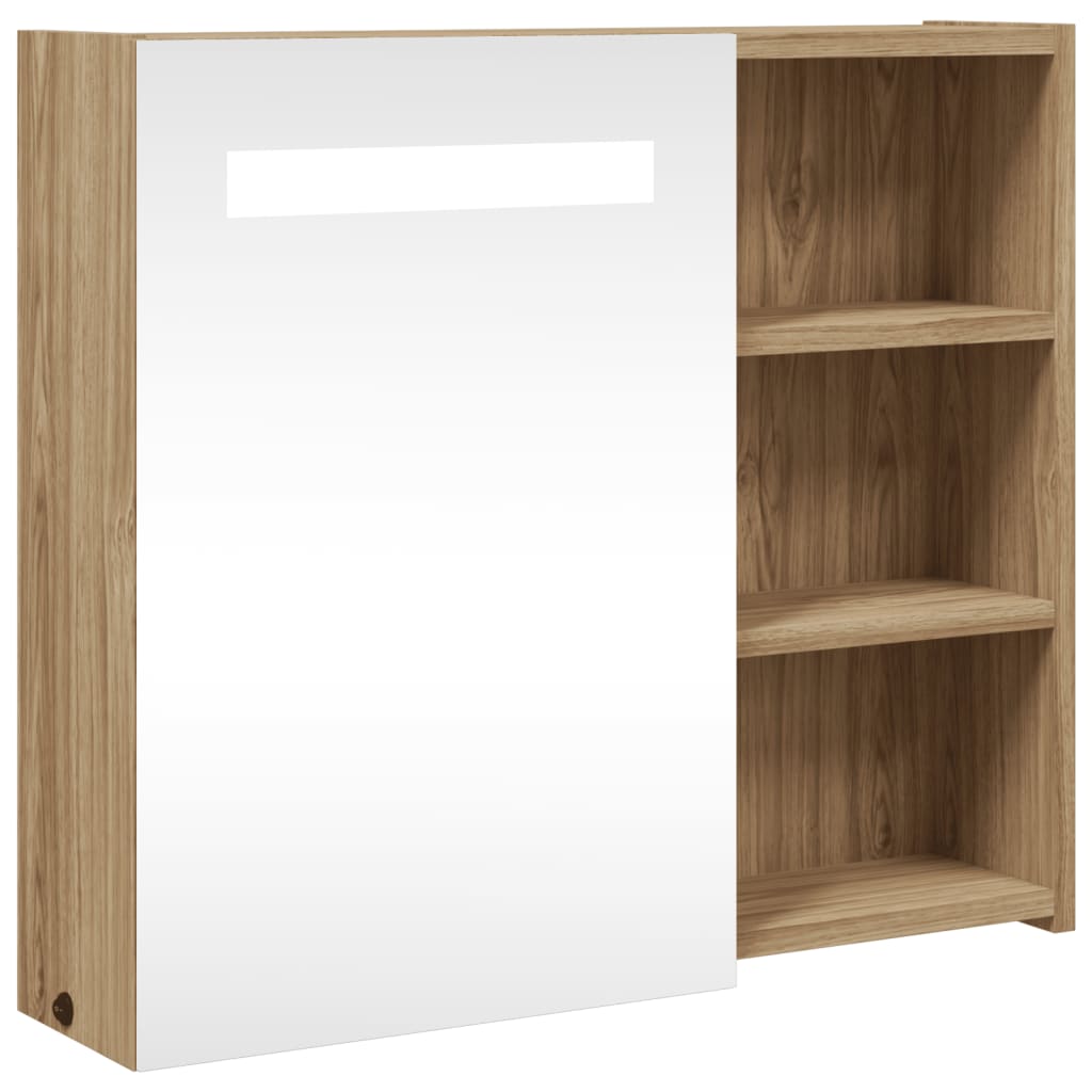 Spiegelschrank mit LED-Beleuchtung Eichenoptik 60x13x52 cm